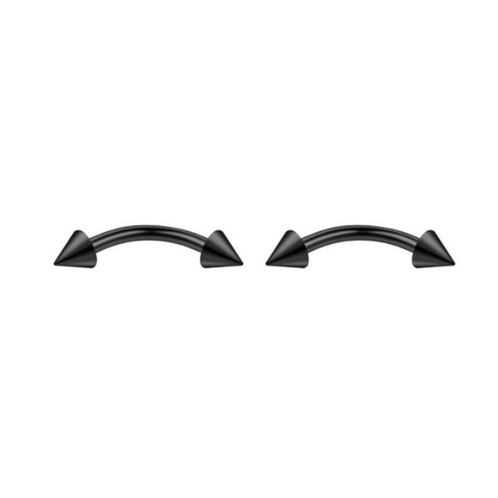 Stainless Steel Black Curved Barbell Jewelry with Spikes